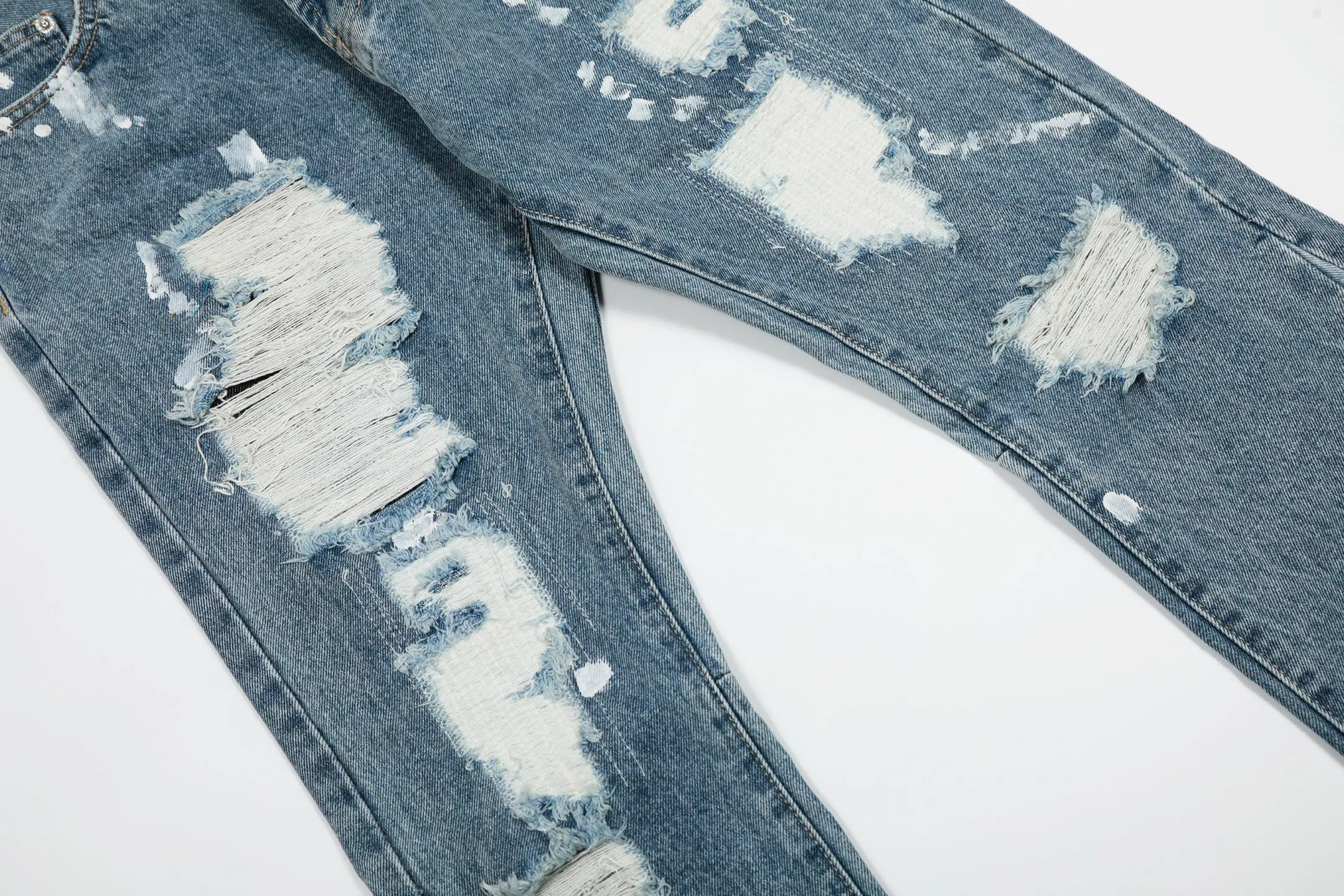 #8149 P250💰 GALLERY DEPT. Vintage hole patched and randomly tied loose washed flared jeans - truly restore the ultimate texture of Vintage - original hardware accessories, washed and other elevators, QR code analysis are all purchased from the original factory, high degree of restoration, you are welcome to compare with a certain product ~ - three-dimensional version, loose and comfortable, not picky about the figure, tall and slim, factory Seiko, original quality control, same style for men and women, can be matched with couples, versatile recommendation, must-have jeans for all seasons -Size: 28 30 32 34 36